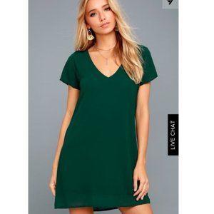 LULU'S FREESTYLE FOREST GREEN SHIFT DRESS